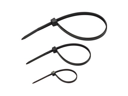 Sťahovacie pásky plastové 100/150/200 mm, čierne, 3x 25 ks