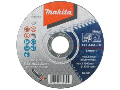 MAKITA KOTOUČ ŘEZNÝ NA KOV 115 x 1,6 x 22,23 mm