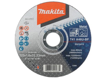 MAKITA KOTOUČ ŘEZNÝ NA KOV 125 x 1,6 x 22,23 mm