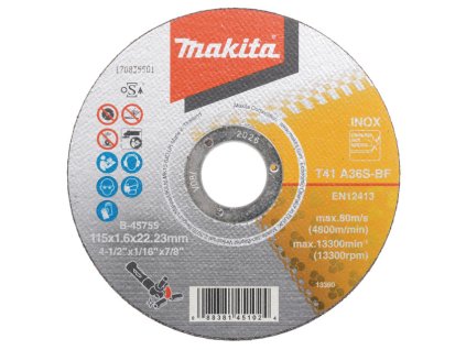 MAKITA KOTOUČ ŘEZNÝ KOV/NEREZ 115 x 1,6 x 22,23