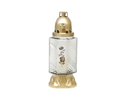 Kahanec Cross, číre sklo, 28 h, 25.5 cm, pozlatený, na hrob, mix vzorov