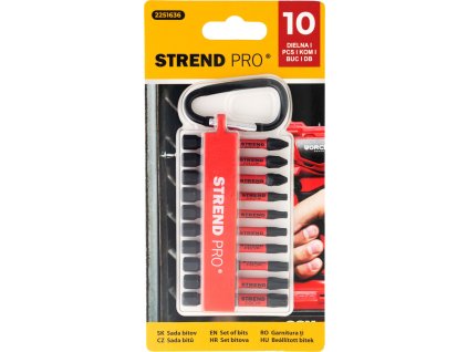 Sada bitov Strend Pro Premium, PH, PZ, TORX, S2 pevnosť, 1/4", 50mm, 10 dielna