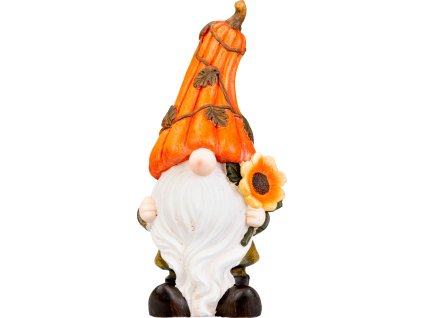 Dekorácia MagicHome Nature, Trpaslík so slnečnicou, polyresin, 20x14x41 cm