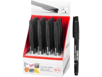 Značkovač Strend Pro Thin, 12 ks, tenký, čierny
