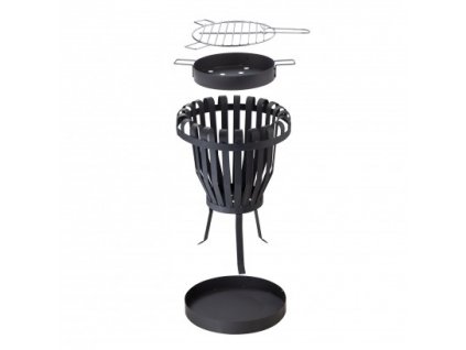 Záhradné ohnisko na drevo s roštom na grilovanie XL, čierne
