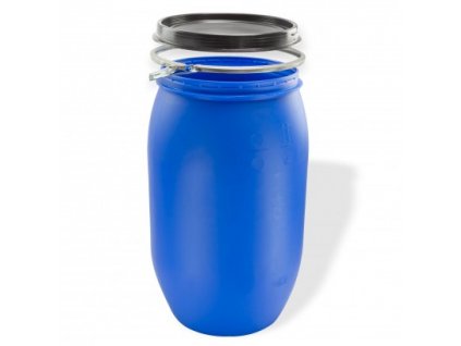 Sud / plastový sud s víkem se širokým hrdlem 220 l, modrý