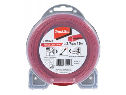 MAKITA ŽACÍ LANKO 2,7X15M ČTYŘHRANÉ ČERVENÉ (E-01828)