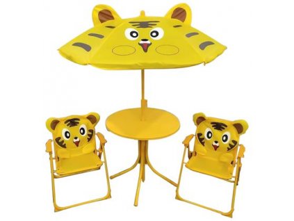 Set LEQ MELISENDA Tigre, tiger, slnečník 105 cm, stôl 50 cm, 2 stoličky, detský