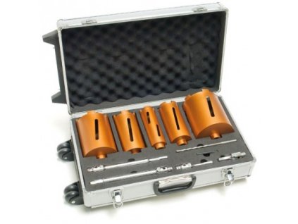 HM vŕtacie korunky v hliníkovom pojazdnom kufríku, 11-dielna sada