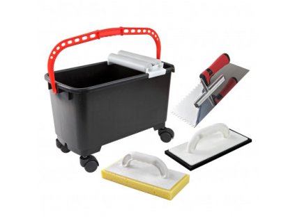 Súprava na umývanie obkladačiek na kolieskach MOP, 4-dielna sada