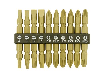 Sada bitů YF40020, 10 dílná, Bit 65 mm, CrV, GoldenFish