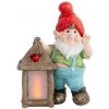 Dekorácia MagicHome, Trpaslík so solárnym lampášom, LED, keramika, 32,5x21x43,5 cm