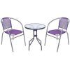 Set balkonový BRENDA, fialový, stůl 72x59 cm, 2x židle 60x71 cm