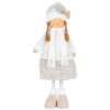 Postavička MagicHome Vianoce, Dievčatko v bielej čiapke, bielo-zlaté, látkové, 30x19x79 cm