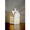 Dekorácia MagicHome, Domček, LED, biely, porcelán, 8,7x7,3x15,3 cm