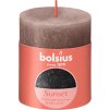 Sviečka Bolsius Rustic, valcová, vianočná, Sunset Creamy Caramel+ Anthracite, 80/68 mm