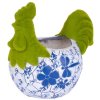 Dekorácia MagicHome, Kohútik s kvetináčom, modrý ornament, keramika, 34,5x24x30,5 cm