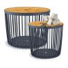 Stolík Clubo 450x410 mm, 2v1, univerzálny kôš, bambusové veko, 50 lit., antracit