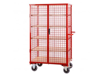 Prepravný vozík s piatimi policami a štyrmi bočnicami