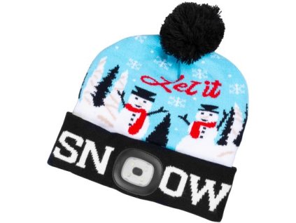 Čiapka Strend Pro X-mas Let it snow modrá L, 4x SMD LED, USB nabíjanie