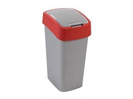 Kôš Curver® FLIP BIN 10L, šedostříbrná/červená, na odpadky