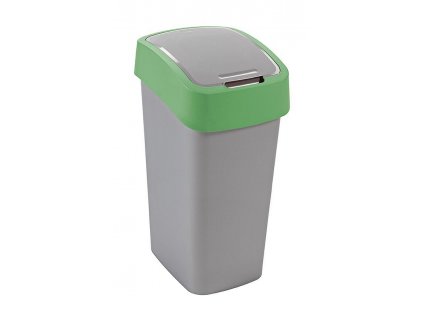 Kôš Curver® FLIP BIN 50L, šedostříbrná/zelená, na odpadky