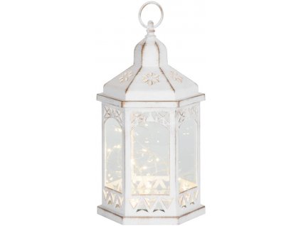 Lampáš MagicHome Vianoce Morocco, 30 mLED, biely, 3xAAA, plast, časovač, 18x15x32 cm