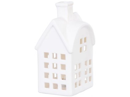 Dekorácia MagicHome, Domček, LED, biely, porcelán, 8,7x7,3x15,3 cm