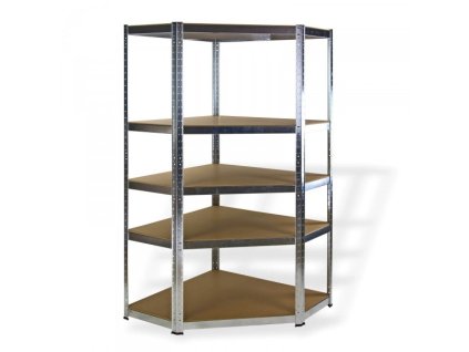 DEMA Bezskrutkový rohový regál 5P 175 kg 180x90x90 cm