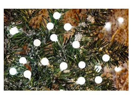 Reťaz MagicHome Vianoce Cherry Balls, 100x LED studená biela, IP44, 8 funkcií, osvetlenie, L-9,90 m
