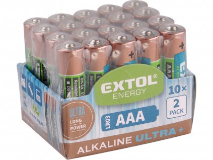 Batéria alkalická 20ks, 1,5V, typ AA, EXTOL ENERGY
