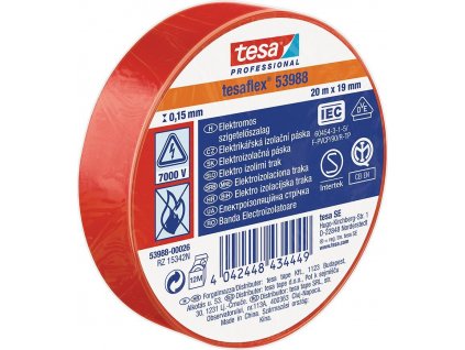Páska tesa® PRO tesaflex®, elektroizolačná, lepiaca, sPVC, 15 mm, červená, L-10 m
