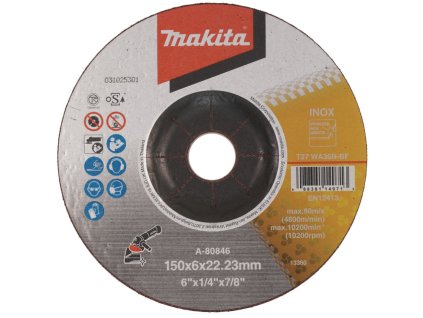 Makita A-80846 Brúsny kotúč ?150 x 6 x 22mm, na oceľ a nehrdzavejúcu oceľ