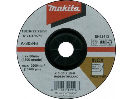 Makita A-80846 Brúsny kotúč ?150 x 6 x 22mm, na oceľ a nehrdzavejúcu oceľ