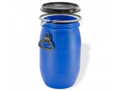DEMA Barel / plastový sud s vekom so širokým hrdlom a úchytmi 30 L, modrý
