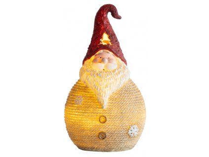 Postavička MagicHome Vianoce, Santa okrúhly stredný, LED, polyresin, 28,5 cm