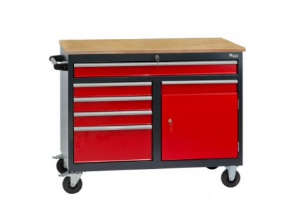 Pracovný stôl na kolesách so zásuvkami a uzamykateľnou skrinkou RAL 7016/3000