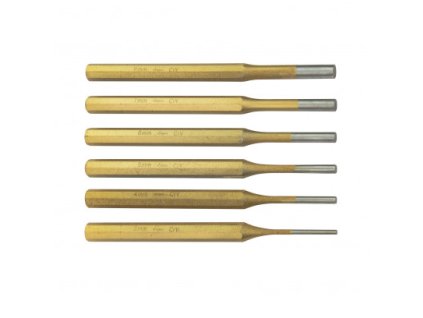 Ploché vyrážače závlačiek, úchop 110 mm, 6-dielna sada