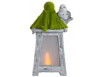 Dekorácia MagicHome, Lampáš s vtáčikom, solar, LED, keramika, 26x20x45 cm