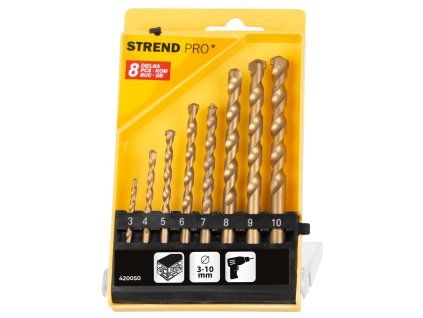 Sada vrtak STREND PRO FD023, 8 dielna, 3-10 mm, TiN