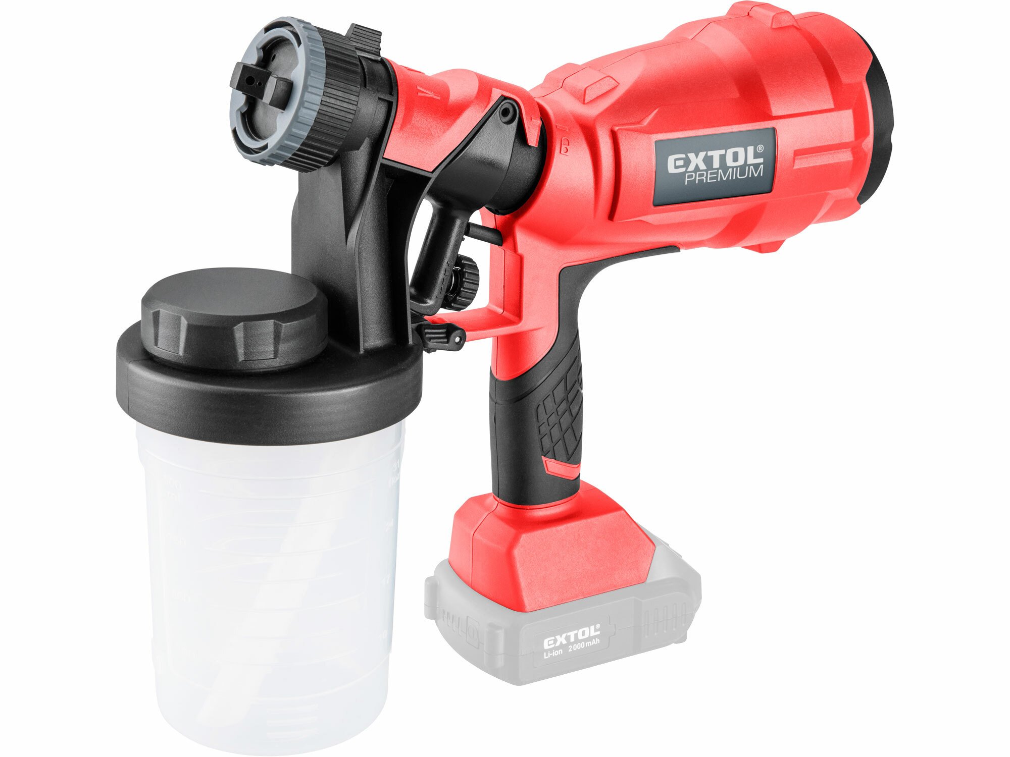 Pištoľ striekacia akumulátorová Share20V, bez aku a nabíjačky, 700ml/min, EXTOL PREMIUM