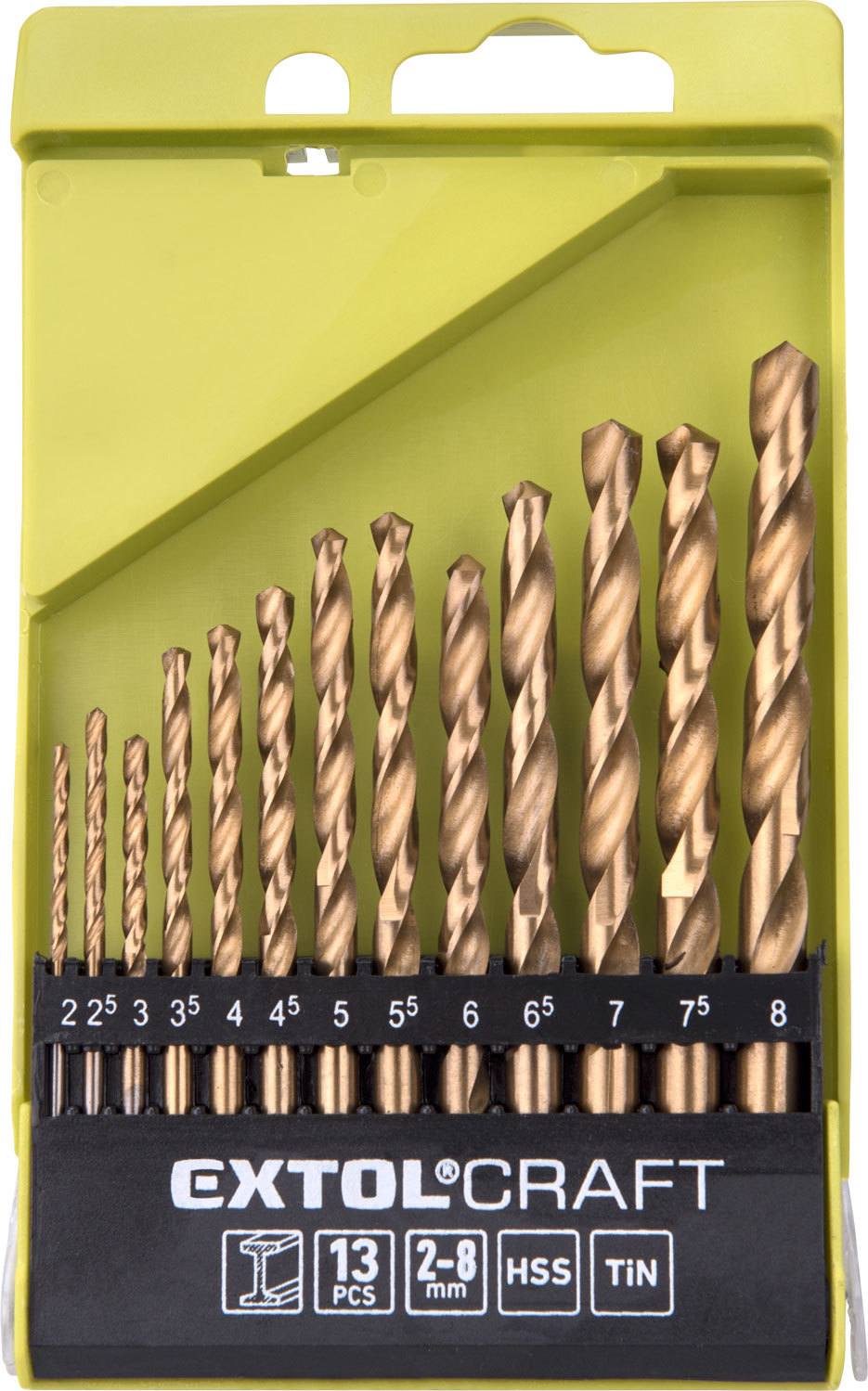 Vrtáky do kovu HSS TiN, 13-dielna sada, pr.2-8mm, HSS, EXTOL CRAFT 1118A