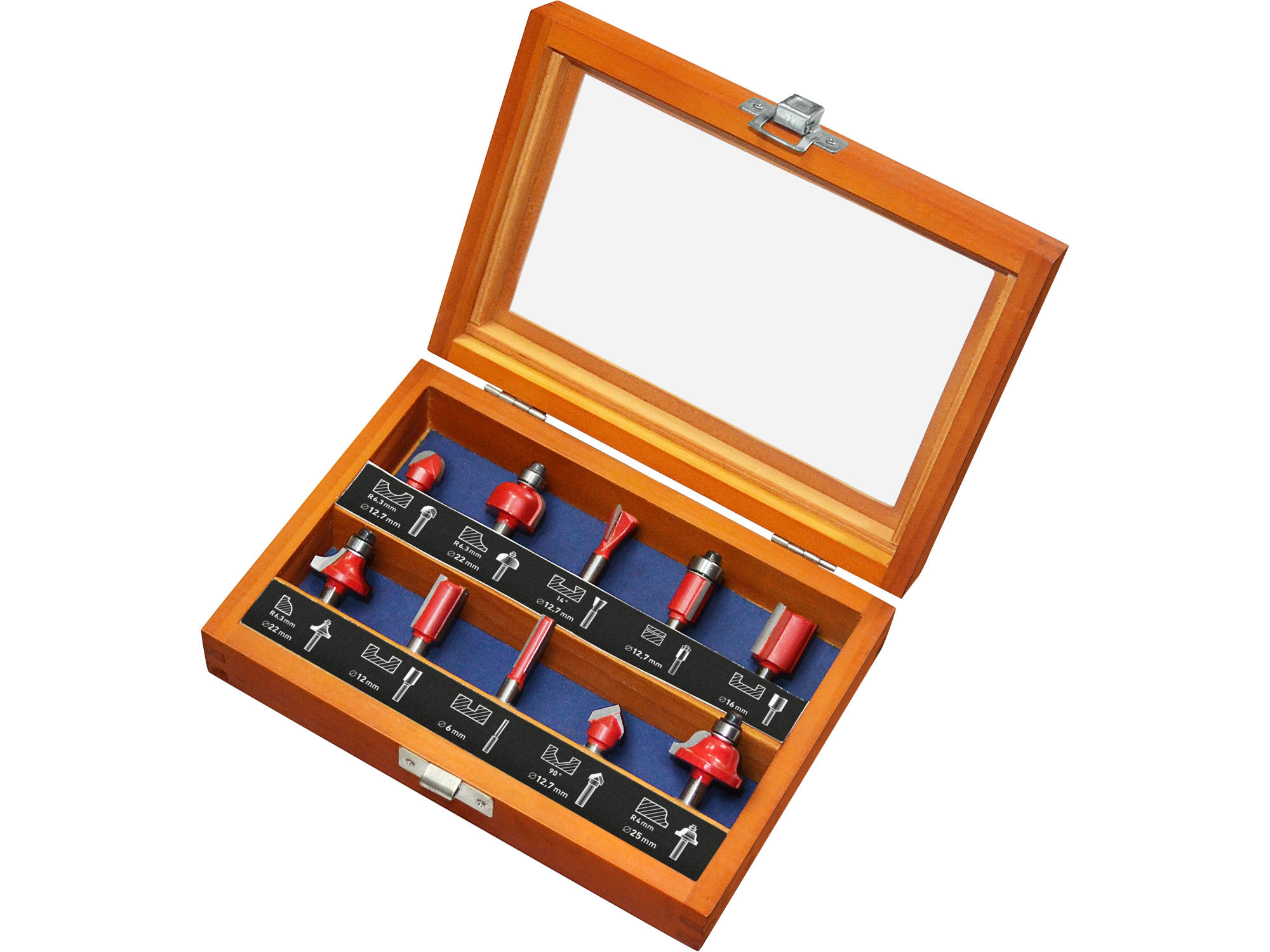 Extol Profilové frézy HSS s SK plátkami, 10-dielna sada 44041