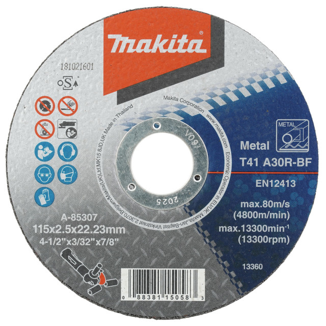 MAKITA KOTÚČ REZNÝ NA KOV 115x2,5x22 (A-85307)