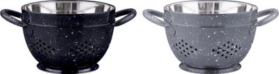 MagicHome Cedník s misou MagicHome, 15,5 cm, s rúčkou, okrúhle otvory, nerez, sada 2 ks