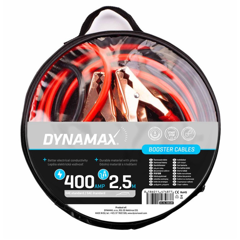 DYNAMAX Štartovacie káble 2,5 m 9 mm2 400 A