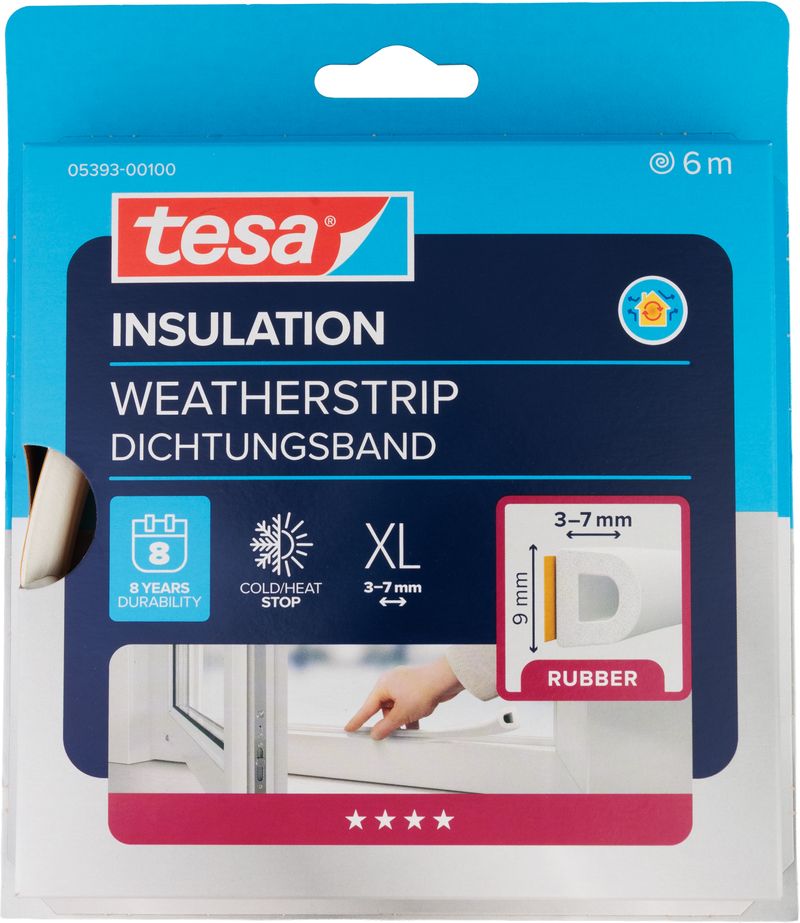Tesnenie tesa profil D, biele, L-6 m