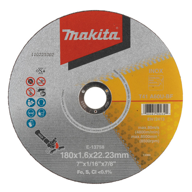 MAKITA KOTÚČ REZNÝ TENKÝ NA NEH.OCEĽ 180x1,6 (E-13758)