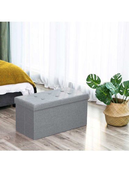 Linen Fabric Storage Ottoman LSF47G 4