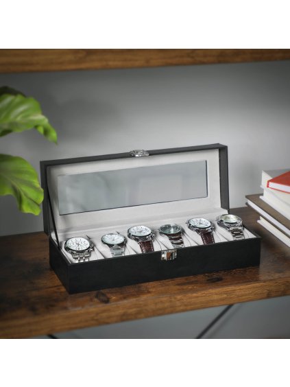 Rechteckige Uhrenbox fuer 6 Uhren JWB06BK 3